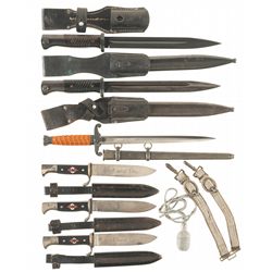 One Nazi Heer Dagger, Two Wehrmacht Bayonets, and Three Hitler Youth Knives