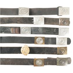 Twelve German Belt Buckles and Six Belts