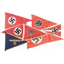 Seven Nazi Pennant Flags