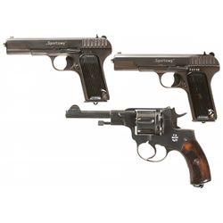 Collector's Lot of Two Rare Consecutively Numbered Polish Sportowy Semi-Automatic Pistols with Acces