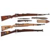 Image 1 : Two Military Bolt Action Carbines, One Rifle, and Two Fighting Knives