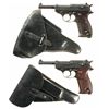 Image 1 : Collector's Lot of Two Nazi Proofed Walther P-38 Semi-Automatic Pistols with Holsters