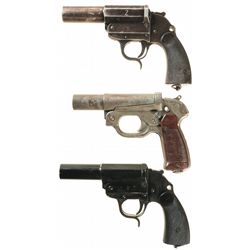 Three World War II Nazi Flare Pistols with Accessories