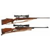 Image 1 : Two Bolt Action Rifles - A) Unmarked Belgium Rifle with Scope and Sling