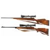 Image 2 : Two Bolt Action Rifles - A) Unmarked Belgium Rifle with Scope and Sling