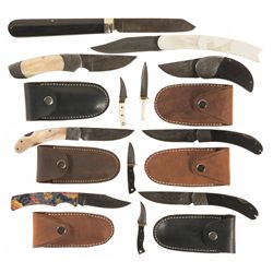 Collector's Lot of Twelve Damascus Knives
