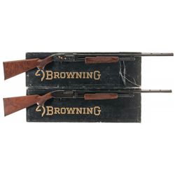 Collector's Lot of Two Limited Edition Browning Model 12 20 Gauge Slide Action Shotguns with Boxes