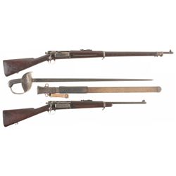 Two U.S. Krag Model 1898 Bolt Action Rifles and One Sword
