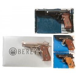 Four Semi-Automatic Beretta Pistols with Boxes