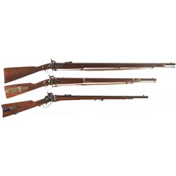 Three Reproduction Civil War Long Guns with a Drum and Jacket