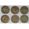 Image 2 : 6- 1913 TYPE 1 BUFFALO NICKELS "GRADING SET" (AG,GOOD,FINE,VF,XF,AU)