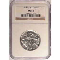 1926-S OREGON COMMEM HALF DOLLAR NGC MS64