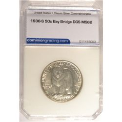 1936-S BAY BRIDGE COMMEM HALF DOLLAR DGS MS62