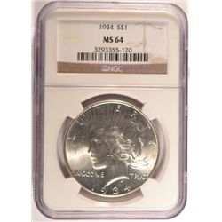 1934 PEACE DOLLAR NGC MS64