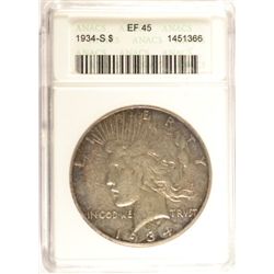 1934-S PEACE DOLLAR ANACS EF 45