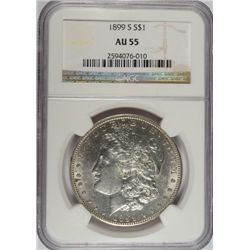 1899-S MORGAN SILVER DOLLAR, NGC  AU-55