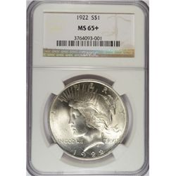 1922 PEACE SILVER DOLLAR, NGC MS-65+ BLAST WHITE AND SUPER!! MS-66???