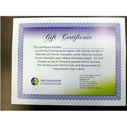 Tennis Lesson Certificate