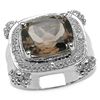 Image 1 : 4.60 CARAT GENUINE SMOKY & WHITE TOPAZ .925 STERLING SILVER RING