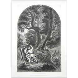 Eugene Delacroix "Lutte de Jacob et de l'Ange" Etching