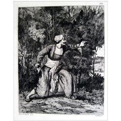 Eugene Delacroix  Un Indien en embuscade  Etching