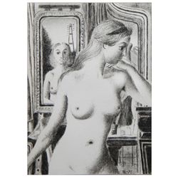 Paul Delvaux Original Lithograph "La Reflection"