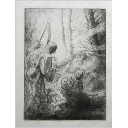 Alphonse Legros original etching "La Mort et le Bucheron"