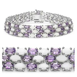 Amethyst & Opal in Sterl. Silver Bracelet