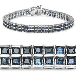 Blue Sapphire & Sterling Silver Bracelet