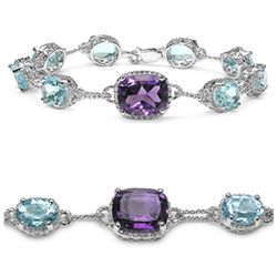 Amethyst, Blue Topaz & Strl. Silver Bracelet