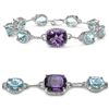 Image 1 : Amethyst, Blue Topaz & Strl. Silver Bracelet