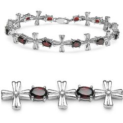 Garnets, Diamonds & Strl. Silver Bracelet