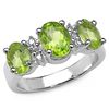 Image 1 : 2.93 CARAT GENUINE PERIDOT & WHITE TOPAZ .925 STERLING SILVER RING