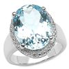 Image 1 : 12.02 CARAT GENUINE BLUE & WHITE TOPAZ .925 STERLING SILVER RING