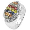 Image 1 : 1.53 CARAT GENUINE MULTI SAPPHIRE .925 STERLING SILVER RING