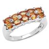 Image 1 : 2.54 CARAT GENUINE ORANGE SAPPHIRE & WHITE DIAMOND .925 STERLING SILVER RING