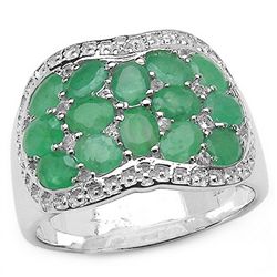 2.98 CARAT GENUINE EMERALD & WHITE TOPAZ .925 STERLING SILVER RING