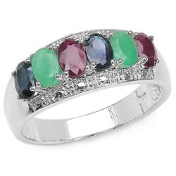 3.50 CARAT GENUINE MULTI STONE .925 STERLING SILVER RING