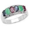 Image 1 : 3.50 CARAT GENUINE MULTI STONE .925 STERLING SILVER RING