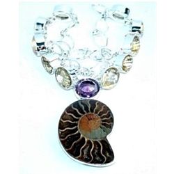 Ammonite, Amethyst & Citrine Necklace