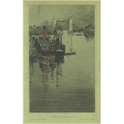 Paul-Adrien Bouroux Original etching "Le Pont de la Tour a Londres"