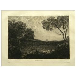 Jean-Baptiste Corot Etching "Soleil Couchant"