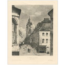 Jean-Baptiste Corot Etching "Le Beffroi de Douai"