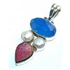 Image 1 : Onyx, Titanium Drusy & Pearl Pendant