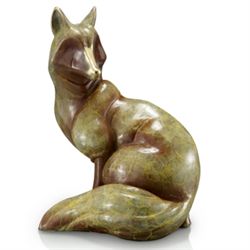SITTING FOX BRONZE SCULPTURE