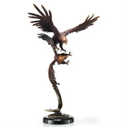 FLYING EAGLE PAIR BRONZE SCULPTURE