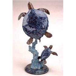 MOTHER & BABY SEA TURTLES BRONZE SCULPTURE