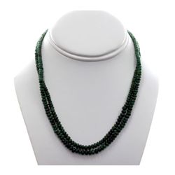 Natural Emerald Round  Beads 127.77 CTS. Necklace w/bra