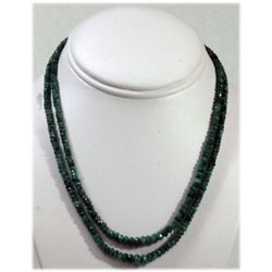 Natural .118.37ctw Emerald Round Beads 2 Rows Necklace