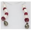 NATURAL56.70 CTW RUBY PEARL AND SEMI-PRECIOUS  EARRINGS